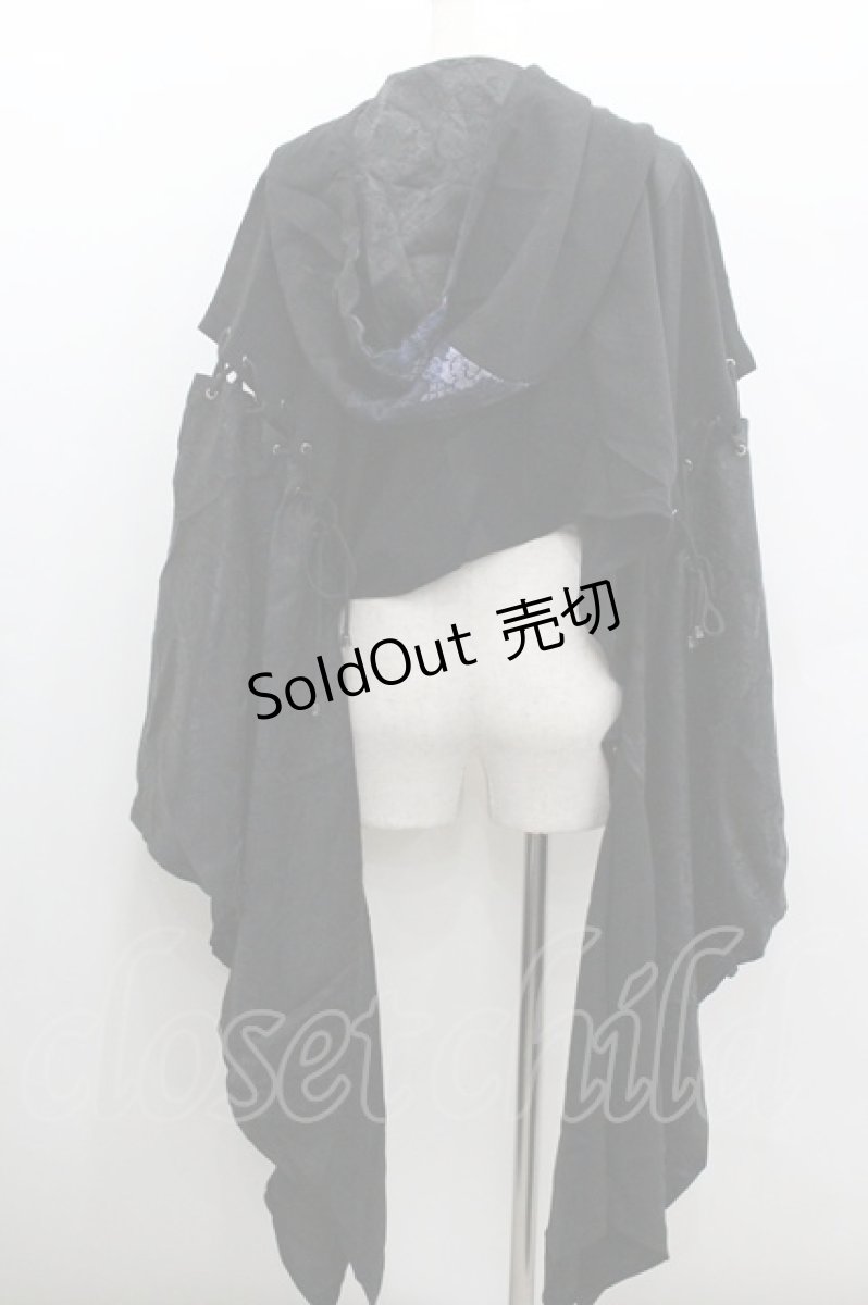 画像3: Qutie Frash /  着物袖ショートパーカー  黒Ｘ青 I-26-01-22-023-QU-TO-SA-ZI (3)