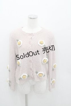 画像1: PINK HOUSE / マーガレットモチーフ使いニットカーディガン  ピンク I-26-01-22-025-LO-TO-SA-ZI