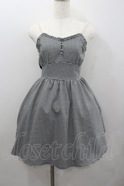 画像1: Ank Rouge / パール紐&ギンガムチェックワンピース  黒Ｘ白 I-26-01-22-032-CA-OP-SA-ZI