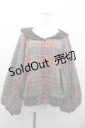HEIHEI / チェックセーラーカラーブルゾン  グレーＸ赤チェック I-26-01-24-034-PU-JA-SA-ZI
