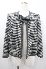画像1: INGEBORG / ギンガムチェックリボンジャケット  黒Ｘ白 I-26-01-24-036-LO-JA-SA-ZI (1)