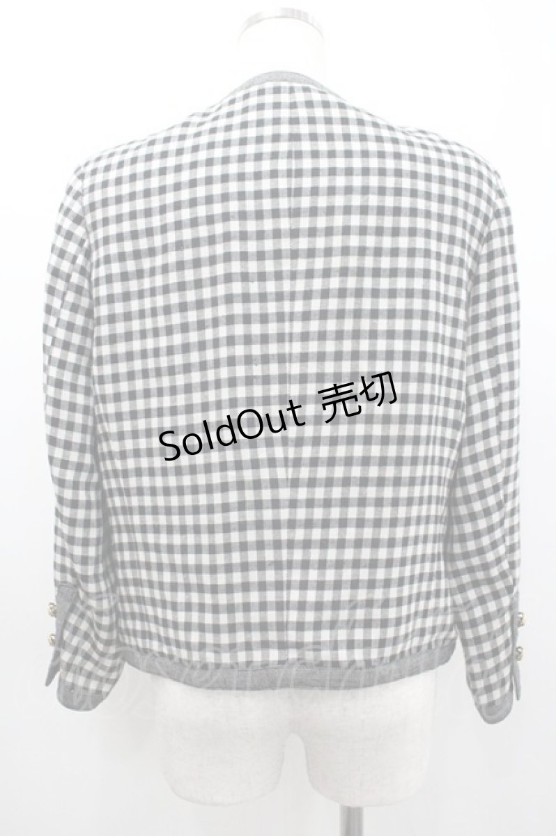 画像2: INGEBORG / ギンガムチェックリボンジャケット  黒Ｘ白 I-26-01-24-036-LO-JA-SA-ZI (2)
