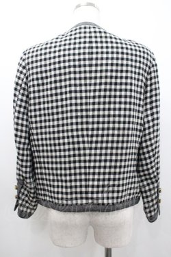 画像2: INGEBORG / ギンガムチェックリボンジャケット  黒Ｘ白 I-26-01-24-036-LO-JA-SA-ZI