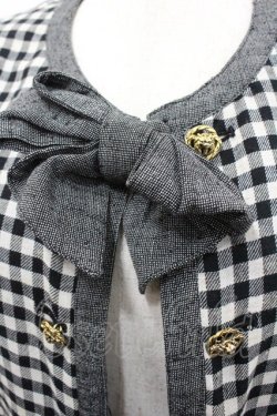 画像4: INGEBORG / ギンガムチェックリボンジャケット  黒Ｘ白 I-26-01-24-036-LO-JA-SA-ZI