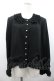 画像1: KANEKO ISAO / ピコフリル襟袖付きパールボタンジャケット  ブラック I-26-01-24-039-EL-JA-SA-ZI (1)