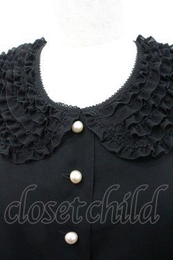 画像3: KANEKO ISAO / ピコフリル襟袖付きパールボタンジャケット  ブラック I-26-01-24-039-EL-JA-SA-ZI