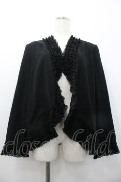 画像1: KANEKO ISAO / ピコフリルボレロジャケット  ブラック I-26-01-24-043-EL-JA-SA-ZI