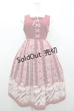 画像1: axes femme kawaii / クマパフェ柄切替ジャンスカ  ボルドー I-26-01-24-049-AX-OP-SA-ZI