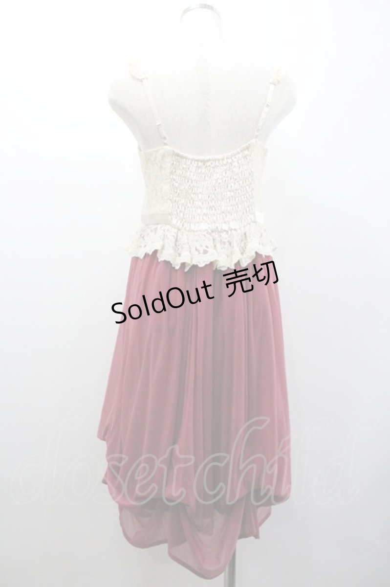 画像2: axes femme / レース切替キャミワンピース  アイボリーＸボルドー I-26-01-24-051-AX-OP-SA-ZI (2)