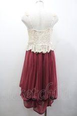 画像2: axes femme / レース切替キャミワンピース  アイボリーＸボルドー I-26-01-24-051-AX-OP-SA-ZI (2)