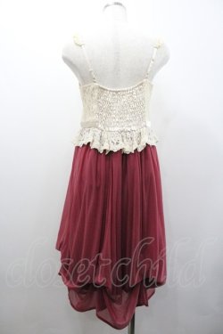 画像2: axes femme / レース切替キャミワンピース  アイボリーＸボルドー I-26-01-24-051-AX-OP-SA-ZI