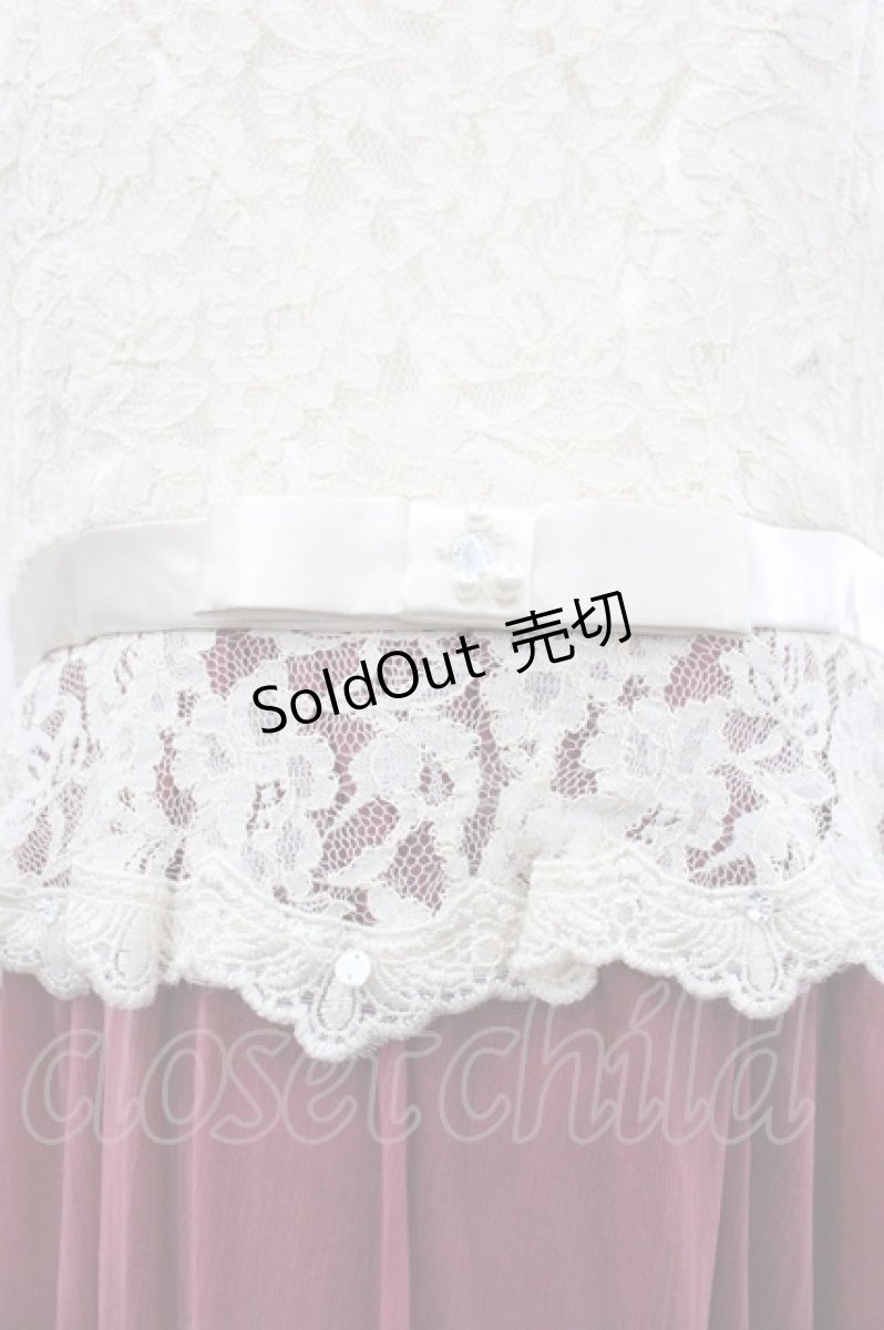 画像3: axes femme / レース切替キャミワンピース  アイボリーＸボルドー I-26-01-24-051-AX-OP-SA-ZI (3)