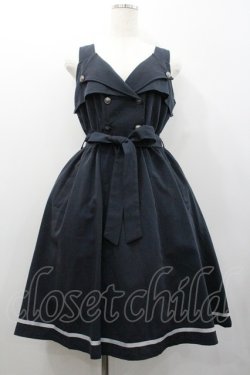 画像1: axes femme POETIQUE / トレンチデザインノースリOP  ネイビー I-26-01-24-052-AX-OP-SA-ZI