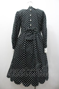 画像2: Nile Perch / リボン襟ドット長袖ワンピース  黒Ｘ白 I-26-01-24-064-LO-OP-SA-ZI