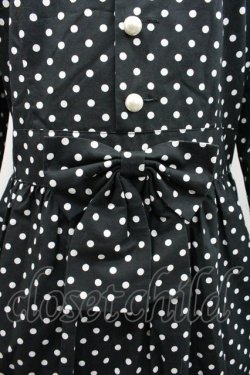 画像3: Nile Perch / リボン襟ドット長袖ワンピース  黒Ｘ白 I-26-01-24-064-LO-OP-SA-ZI