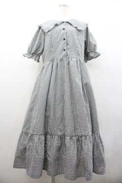画像1: m petit by misako / ギンガムチェックワンピース LL 黒ｘ白 I-26-01-24-065-LO-OP-HR-ZI
