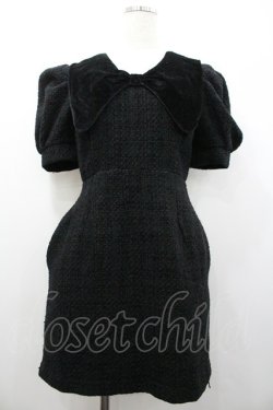 画像1: pain / ツイードリボンミニドレス  黒 I-26-01-24-067-EL-OP-AS-ZI