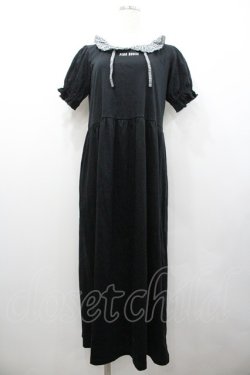 画像1: PINK HOUSE / misako×erinko フリル衿付きカットソーワンピース  黒 I-26-01-24-072-LO-OP-HR-ZI