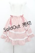 DearMyLove / はしごレースサス付きフリルリボンスカート LL 赤Ｘ白チェック I-26-01-24-076-EL-SK-SA-ZI