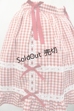 画像3: DearMyLove / はしごレースサス付きフリルリボンスカート LL 赤Ｘ白チェック I-26-01-24-076-EL-SK-SA-ZI