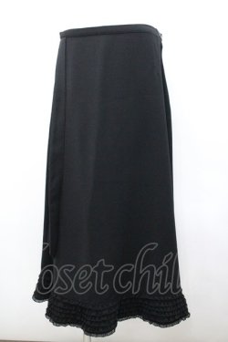 画像1: KANEKO ISAO / 裾ピコフリルたくし上げリボン付きスカート  ブラック I-26-01-24-086-EL-SK-SA-ZI