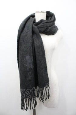 画像1: Jane Marple / 刺繍大判マフラー  黒 I-26-01-24-090-JM-ZA-SA-ZI