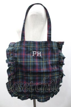 画像1: PINK HOUSE / シャギー起毛タータンチェックトートバッグ  グリーン I-26-01-24-095-LO-BG-HR-ZI