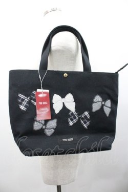 画像1: PINK HOUSE / リボンアップリケ トート  黒 I-26-01-24-096-LO-BG-HR-ZI