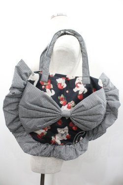 画像1: alcali × misako aoki / サイベリアンストロベリートートバッグ  黒 I-26-01-24-098-EL-BG-HR-ZI