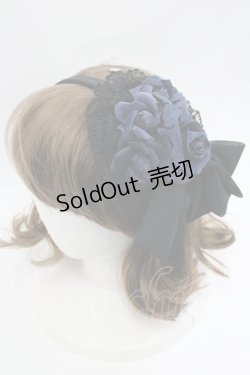 画像1: ATELIER PIERROT / ローズリボンカチューシャ  黒ｘ青 I-26-01-24-104-EL-AC-SA-ZI