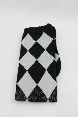 画像1: ALICE and the PIRATES / A/Pダイヤ柄オーバーニーソックス  黒Ｘ白 I-26-01-24-115-PA-ZA-SA-ZI