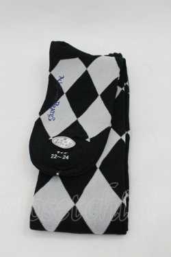 画像2: ALICE and the PIRATES / A/Pダイヤ柄オーバーニーソックス  黒Ｘ白 I-26-01-24-115-PA-ZA-SA-ZI