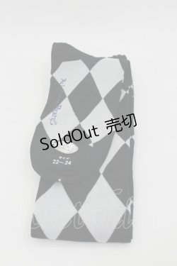 画像2: ALICE and the PIRATES / A/Pダイヤ柄オーバーニーソックス  黒Ｘ白 I-26-01-24-115-PA-ZA-SA-ZI