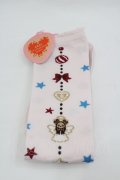 BABY,THE STARS SHINE BRIGHT / くみゃちゃんのDokiDoki Christmas Party柄オーバーニーソックス（天使柄）  ピンク I-26-01-24-118-BA-ZA-SA-ZI