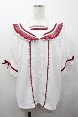 画像1: Dear My Love / レースフリルリボンセーラーブラウス  白Ｘ赤 I-26-01-24-002-EL-BL-SA-ZI