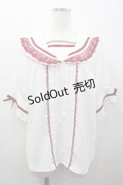 画像1: Dear My Love / レースフリルリボンセーラーブラウス  白Ｘ赤 I-26-01-24-002-EL-BL-SA-ZI