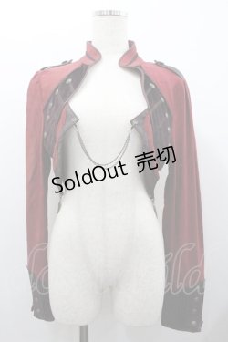 画像1: Ozz oneste / チェーンチャーム付ナポレオンショートジャケット  ボルドー I-26-01-24-014-OO-JA-SA-ZI