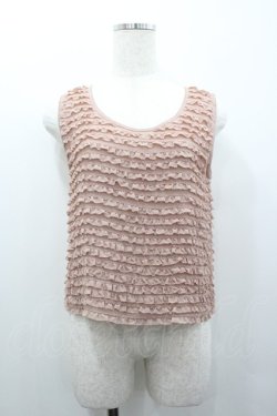 画像1: KANEKO ISAO / ピコフリルボーダーノースリーブブラウス  ピンク I-26-01-24-016-EL-BL-SA-ZI