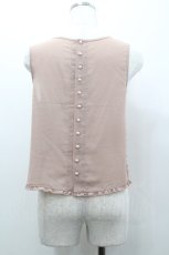 画像2: KANEKO ISAO / ピコフリルボーダーノースリーブブラウス  ピンク I-26-01-24-016-EL-BL-SA-ZI (2)