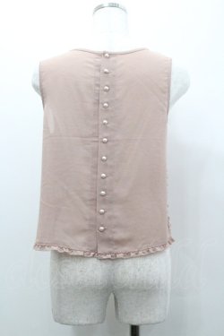 画像2: KANEKO ISAO / ピコフリルボーダーノースリーブブラウス  ピンク I-26-01-24-016-EL-BL-SA-ZI