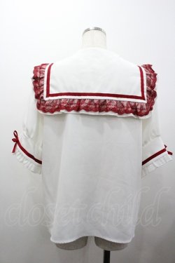 画像2: Dear My Love / レースフリルリボンセーラーブラウス  白Ｘ赤 I-26-01-24-002-EL-BL-SA-ZI