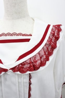 画像3: Dear My Love / レースフリルリボンセーラーブラウス  白Ｘ赤 I-26-01-24-002-EL-BL-SA-ZI