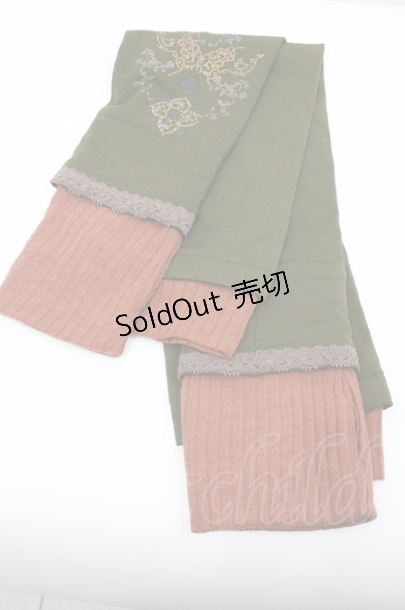 画像2: Ozz On / 刺繍アームカバー  オリーブ I-26-01-26-005-OO-ZA-SA-ZT610-F002 (2)