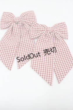 画像1: m petit by misako / ギンガムチェックリボンクリップセット  赤Ｘ白チェック I-26-01-26-073-LO-AC-SA-ZI