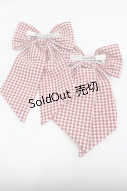画像2: m petit by misako / ギンガムチェックリボンクリップセット  赤Ｘ白チェック I-26-01-26-073-LO-AC-SA-ZI