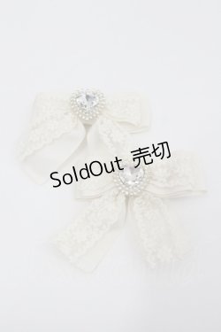 画像1: m petit by misako / ハートビジューリボンクリップ  アイボリー I-26-01-26-089-LO-AC-AS-ZI