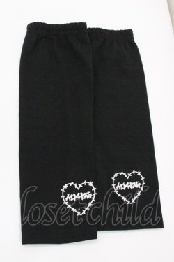 画像1: ACDC RAG / ハートロゴ刺繍アームカバー  黒Ｘ白 I-26-01-26-015-PU-ZA-SA-ZI