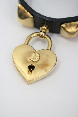 画像3: Q-pot. / ハートロック・パドロックレザーブレスレット  黒Ｘゴールド I-26-01-26-028-QP-AC-SA-ZI