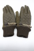 axes femme / チェーンデザイン手袋  カーキＸブラウン I-26-01-26-004-AX-ZA-SA-ZI