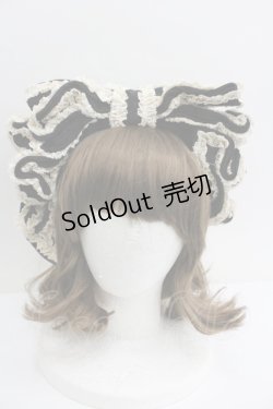 画像1: Hoshibako Works / お人形風シャンティクリームリボンカチューシャ  黒Ｘアイボリー I-26-01-27-004-LO-AC-SA-ZI